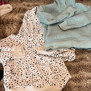 Athleta Girl Black and Cream Hoodie Set